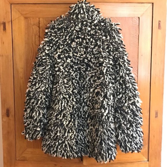 💥HOT ITEM💥Isabel Marant Pour H&M Black White Shag Jacket - Picture 9 of 15